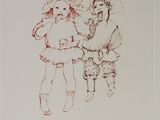 a drawing of two children standing next to each other