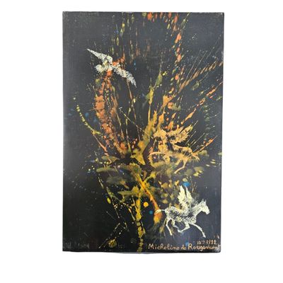 une image représentant un livre sur lequel figure une peinture représentant un cheval et un oiseau