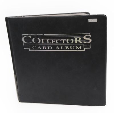 a black album with a silver logo on it