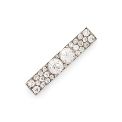 Broche « Plaque » Diamants taille ancienne - Photo 1