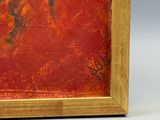 an image of a painting of a horse on a red background