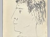 un dessin du visage d'un homme sur une feuille de papier