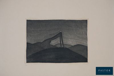 une image représentant un dessin en noir et blanc d'un bateau sur une colline