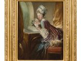 an image of a painting of a woman reading a book