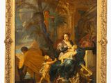 a painting of a woman holding a child in her lap