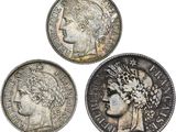 trois pièces d'argent de l'Empire romain, représentant notamment une femme et un homme