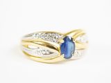 bague en or jaune avec saphir bleu et diamants