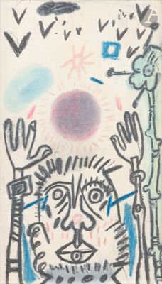 une image représentant le dessin d'un homme avec un soleil en arrière-plan