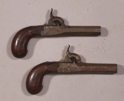 Paire de pistolets à gousset d'époque Louis-Philippe, canons…