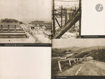 an old photo of a bunch of pictures of people on a bridge