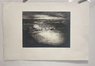 an image of a black and white photo hanging on a wall