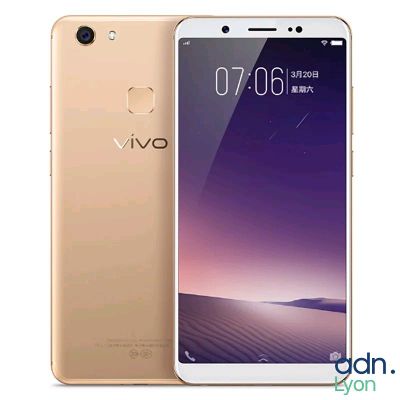 Le téléphone vivo est présenté avec une finition dorée.