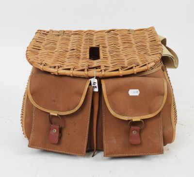 an image of a brown wicker bag with two brown handles