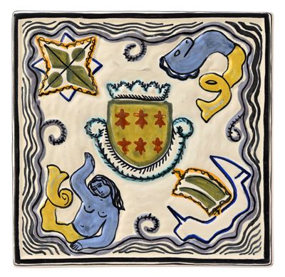 une image représentant un carreau décoratif orné d'un blason
