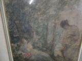 a painting of a man and a woman in a cave