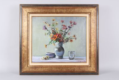 André JOUAULT : Bouquet champêtre huile sur toile signée en …
