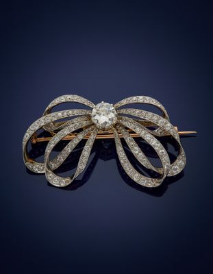an antique diamond bow broochle