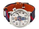 polo bear watch with red, blue, and white stripe band