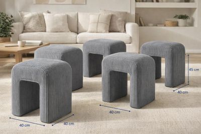 Lot de 5 poufs gris neufs 40x40 cm - Poids env.