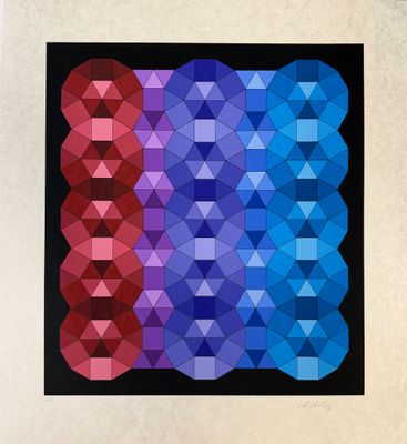 une peinture représentant deux carrés de couleurs différentes sur un fond noir