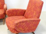 pair of mid century lounge chairs with orange upholstered upholstered upholstered upholstered upholstered upholstered upholstered upholstered