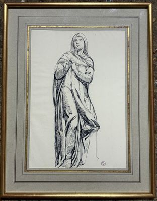 drawing of a woman holding a baby in her arms