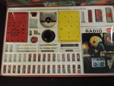 a box of electronic equipment sitting on top of a table
