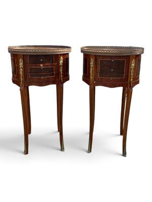 pair of 19th century french bedside tables with marble top