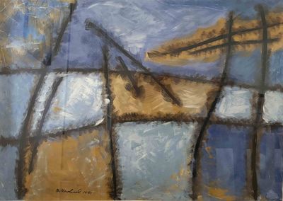 peinture représentant une peinture d'un bateau sur un plan d'eau