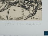 a black and white drawing of a man on a horse