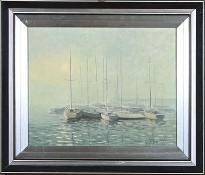 Jean-Paul SAVIGNY (1933-2001) Voiliers amarrés dans le port