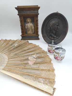 a picture of a fan and a picture of a woman