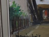 a picture of a painting of a street scene in a frame