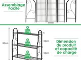 un schéma indiquant la hauteur et la largeur d'une étagère métallique