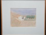 painting of a woman riding a horse on a beach in a white dress