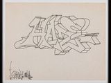 a drawing of a piece of graffiti on a piece of paper