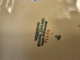 a close up of a plate with a design on it