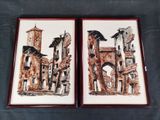 deux photos encadrées représentant un bâtiment avec une tour horloge en arrière-plan