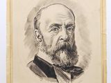 a drawing of a man with a beard and a bow tie