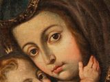 a painting of a woman holding a baby in her arms