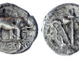 a close up of a coin with a horse on it