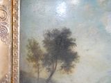une photo d'un tableau représentant un arbre au milieu d'un champ