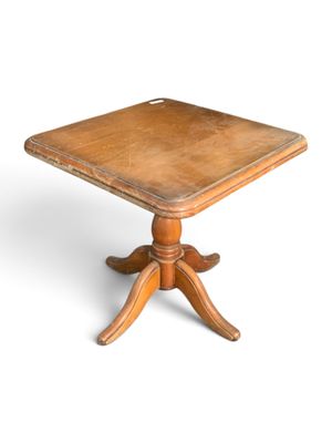 an image of a wooden table with a square top on a white background