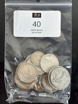 a lot of coins in a bag on the table