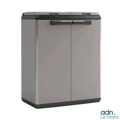 vue de profil d'une armoire grise et noire dotée d'une porte