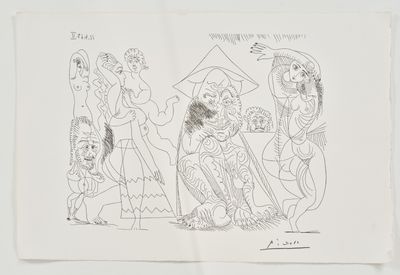 une image représentant un dessin d'un groupe de personnes dans la rue