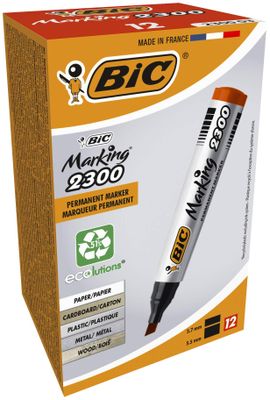 Lot de 12 - BIC - Marqueurs permanents - Pointe biseautée ro…