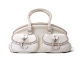 Sac à main Christian Dior en cuir blanc avec finitions argentées