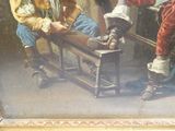 un tableau représentant deux hommes assis sur un banc