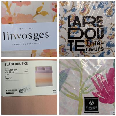 Quatre images différentes des emballages de ces produits sont présentées